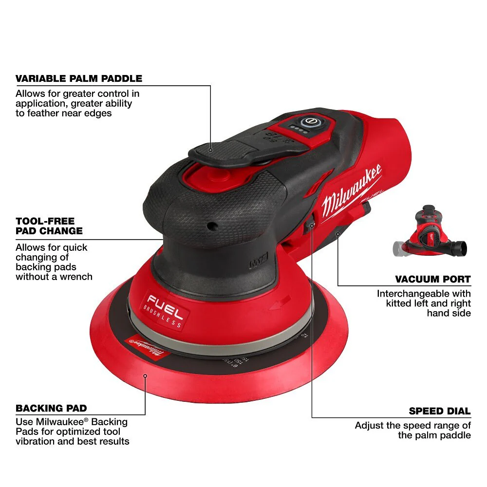 Milwaukee 2585-20 M12 FUEL 6" Random Orbital Sander (3/16") - Image 4