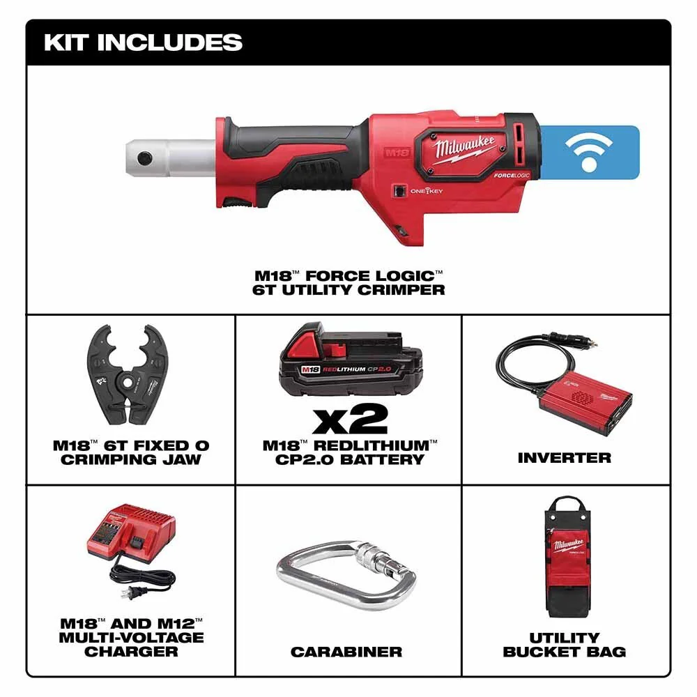 Milwaukee 2678-22O M18 Force Logic 6T Utility Crimping Kit With D3 Grooves And Fixed O Die - Image 2