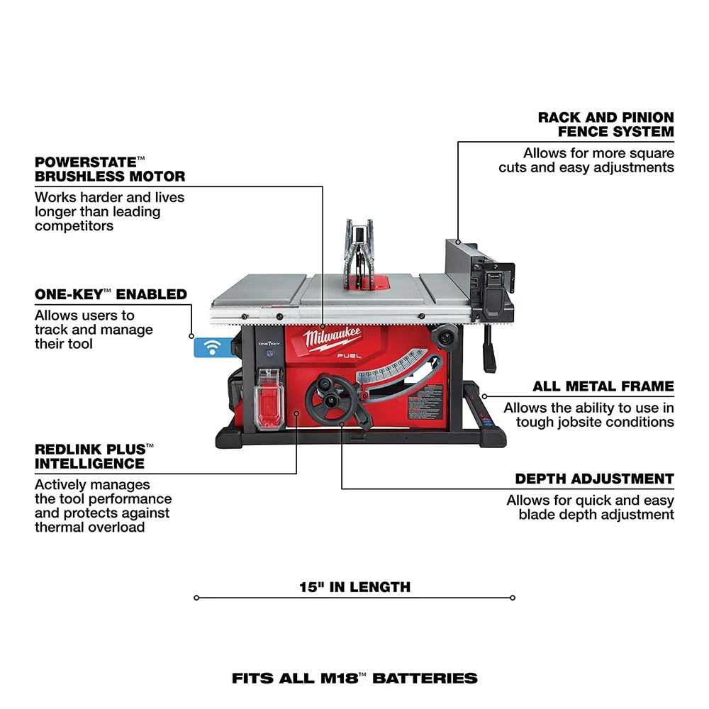 Milwaukee 2736-21HD M18 FUEL 8-1/4" Table Saw with One-Key Kit - Image 7