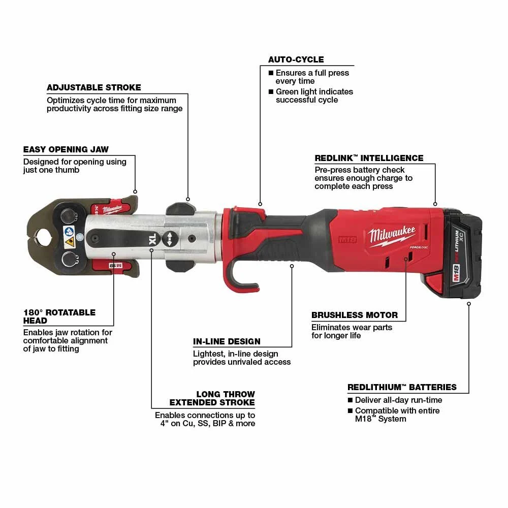 Milwaukee 2773-20L M18 FORCE LOGIC Long Throw Press Tool Kit - Image 4