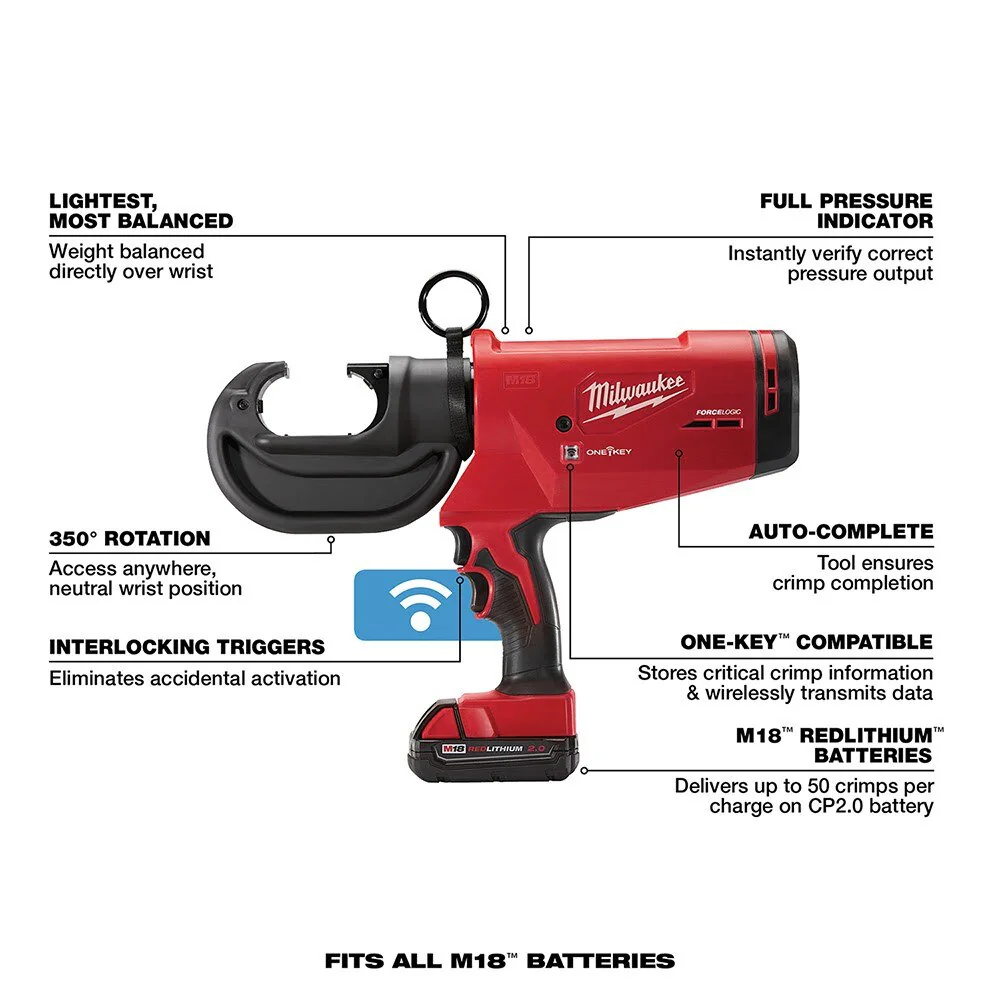 Milwaukee 2778-22 M18™ FORCELOGIC™ 12T Utility Crimper - Image 9