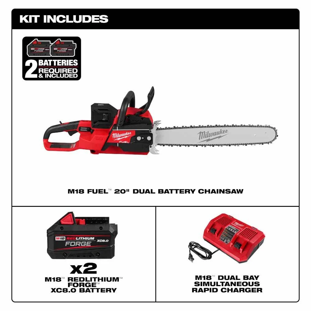 Milwaukee 2827-22 M18 FUEL 20" Dual Battery Chainsaw Kit - Image 5