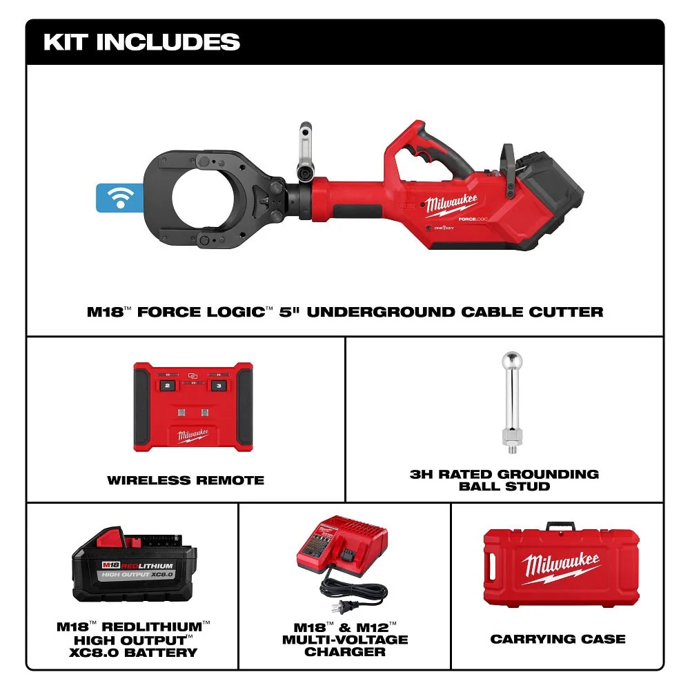 Milwaukee 2875R-21 M18 FORCE LOGIC 5" Underground Cable Cutter w/ Wireless Remote - Image 2