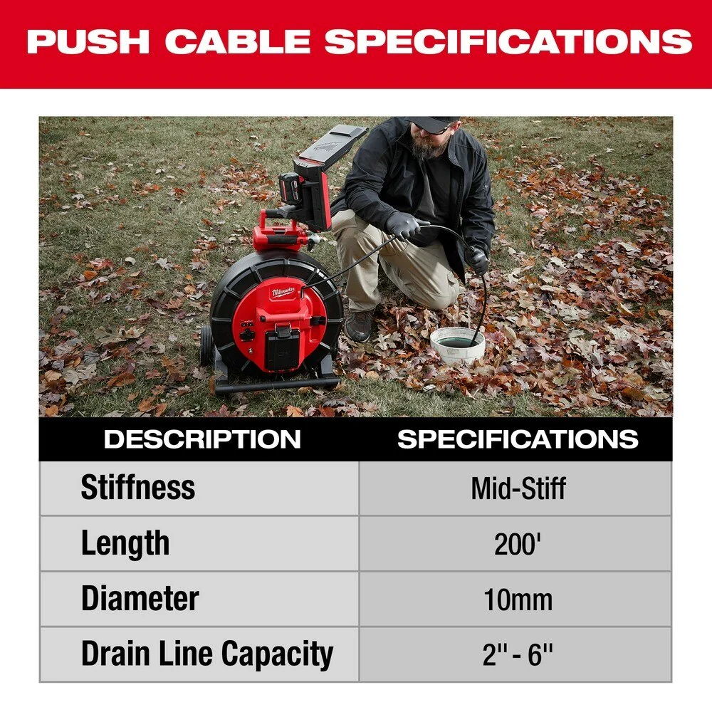 Milwaukee 2975-20 M18 200’ Mid-Stiff Pipeline Inspection Reel - Image 5