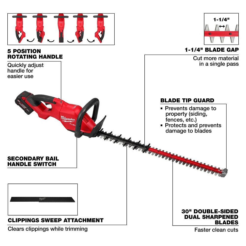 Milwaukee 3034-21 M18 FUEL 30" Hedge Trimmer Kit - Image 4