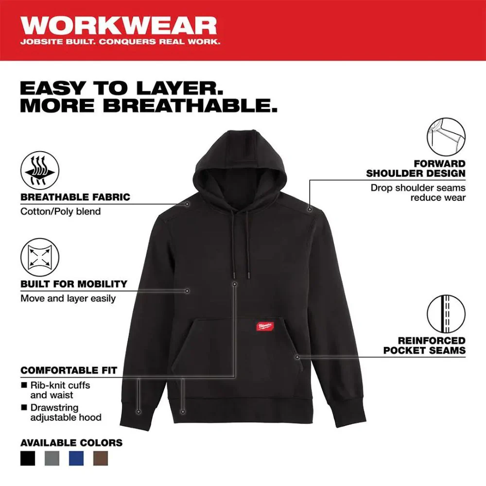 Milwaukee 351B-XL Midweight Pullover Hoodie Black XL - Image 4