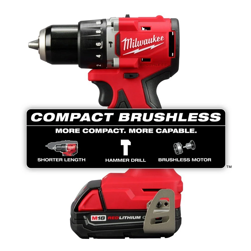 Milwaukee 3602-22CT M18 Compact Brushless 1/2" Hammer Drill/Driver Kit - Image 2