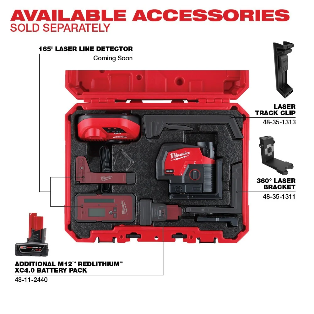 Milwaukee 3622-21 M12™ Green Cross Line & Plumb Points Laser Kit - Image 4