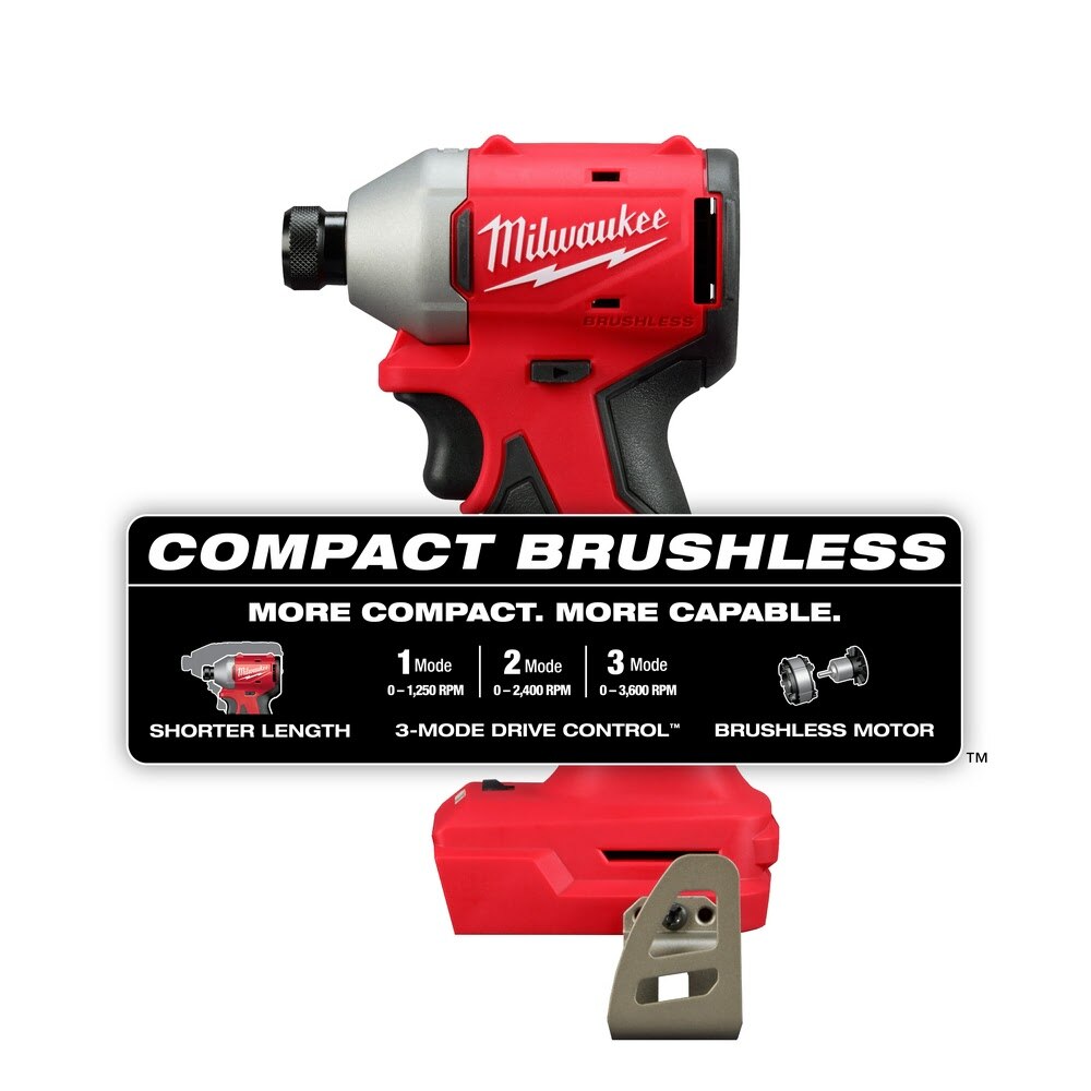 Milwaukee 3651-20 M18 Compact Brushless 1/4" Hex 3-Speed Impact Driver - Image 2