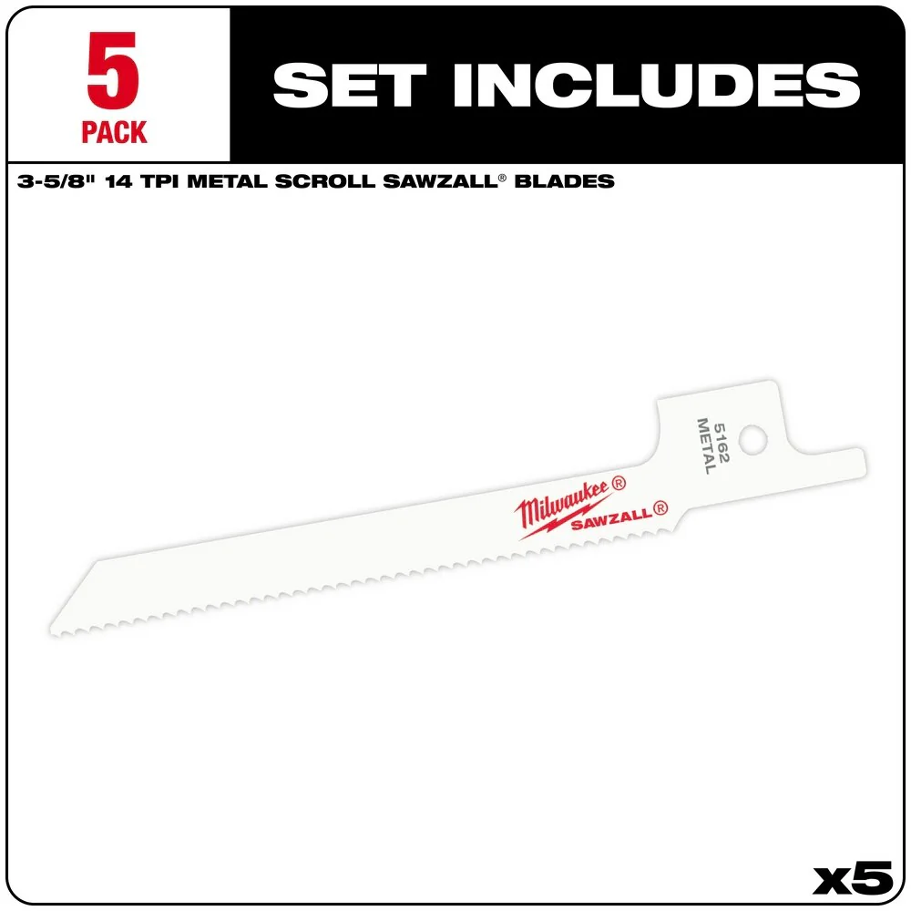 Milwaukee 48-00-5162 3-5/8" x 14TPI Bi-Metal Super Sawzall Blade - Image 2