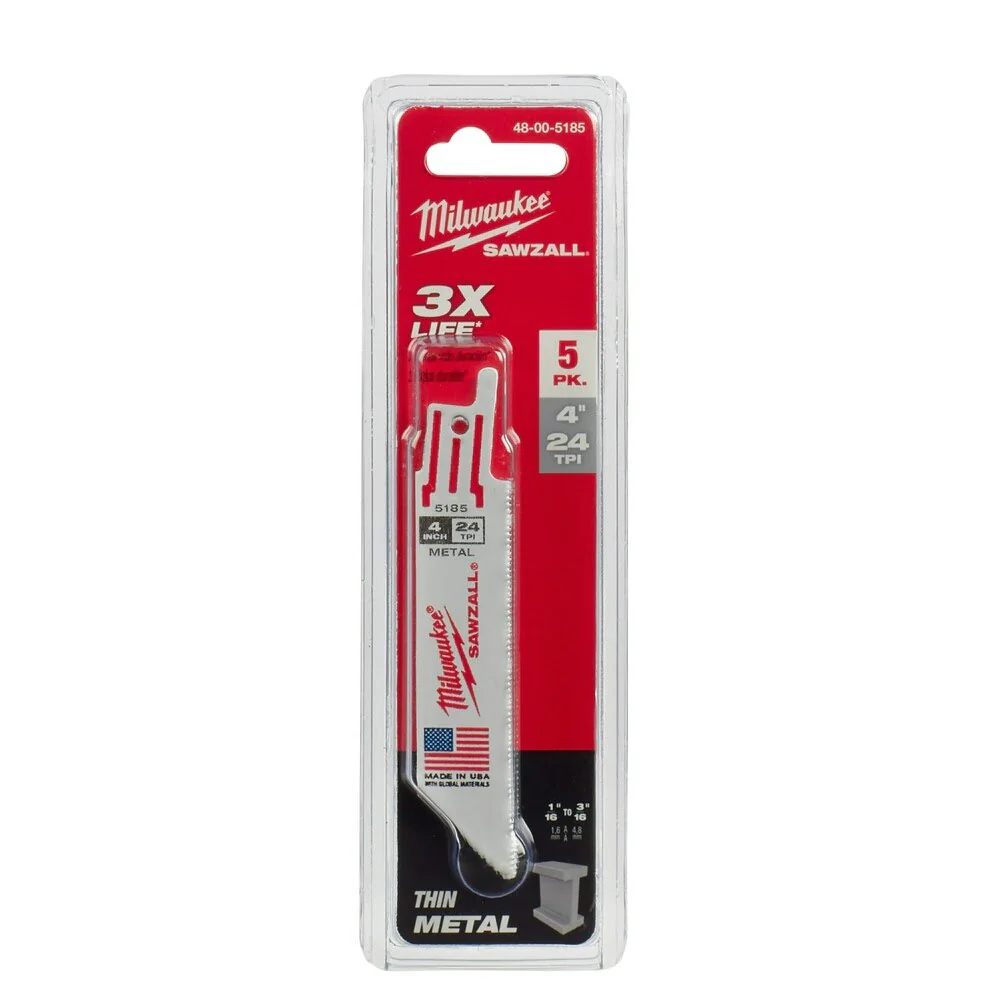Milwaukee 48-00-5185 4" x 24TPI Bi-Metal Super Sawzall Blade - Image 10