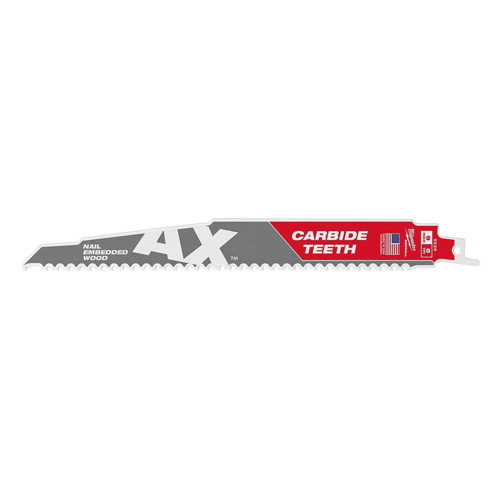 Milwaukee 48-00-5226 AX Sawzall Blade With Carbide Teeth, 9" 5T