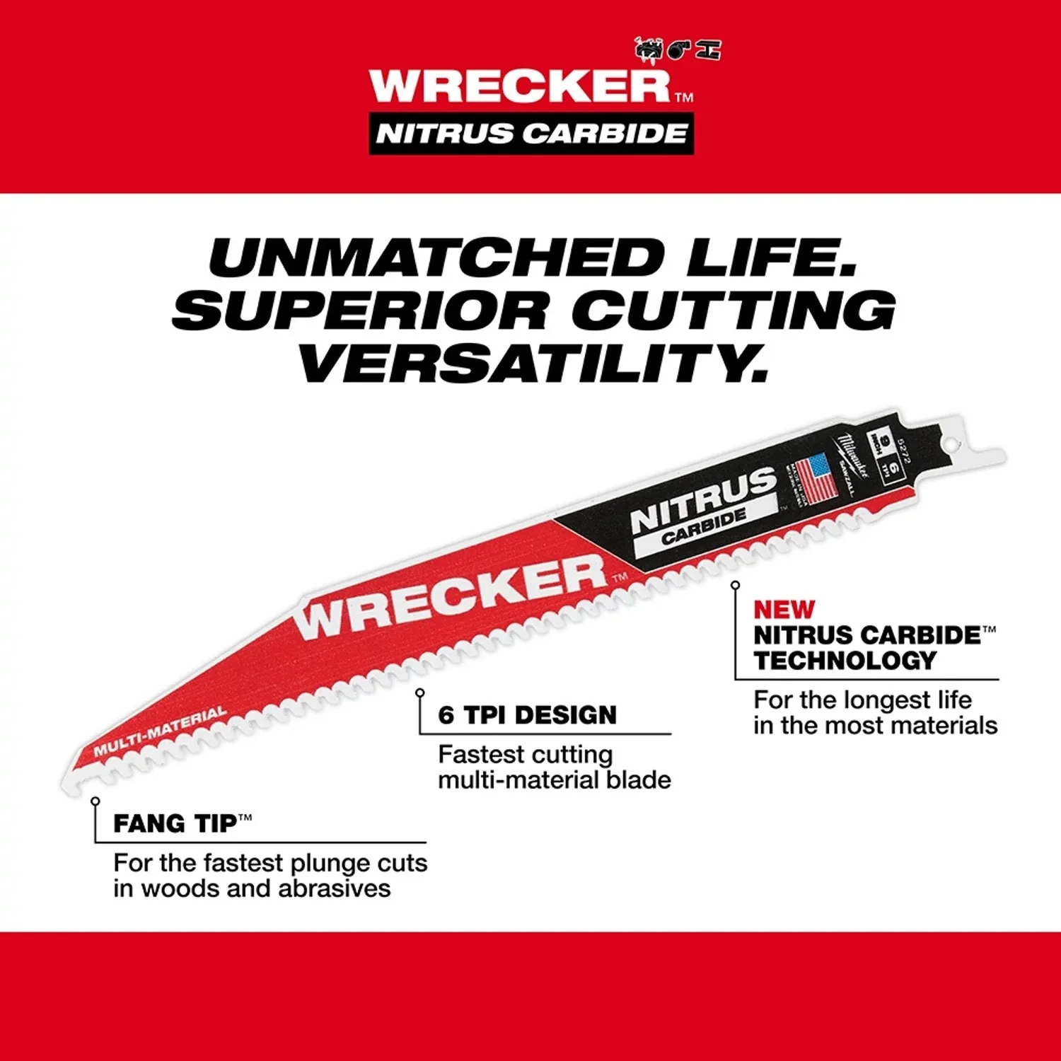 Milwaukee 48-00-5271 6" 6TPI The Wrecker with Nitrus Carbide 1PK - Image 6