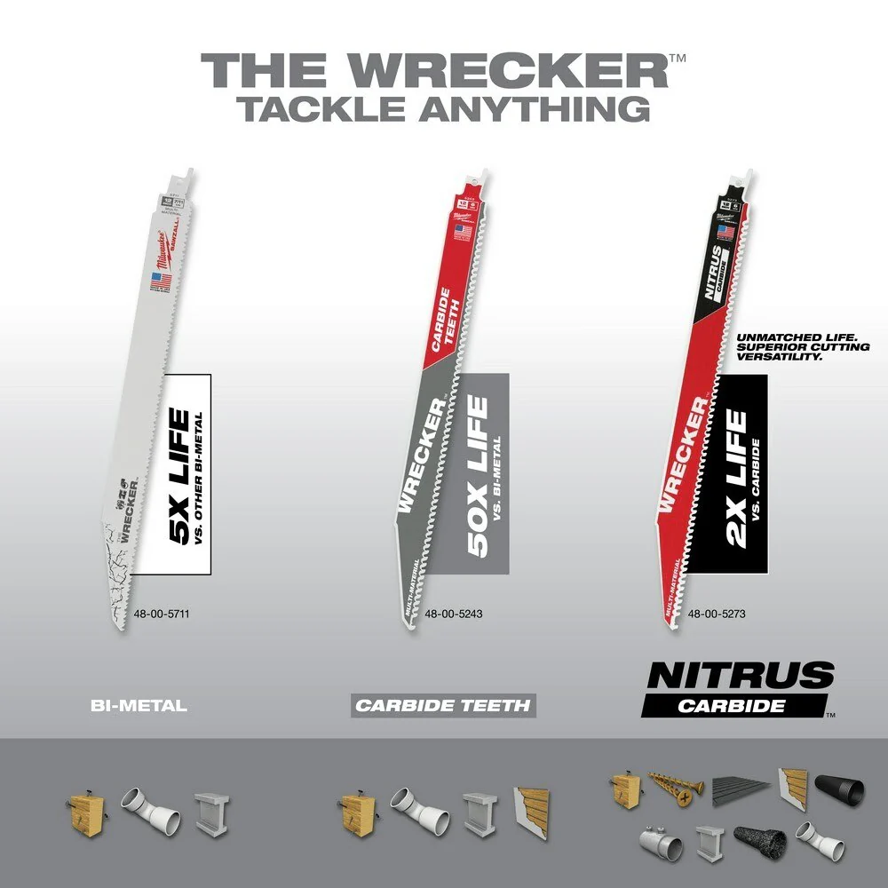 Milwaukee 48-00-5711 WRECKER Multi-Material SAWZALL Blade 12" 7/11TPI 5 Pack - Image 7