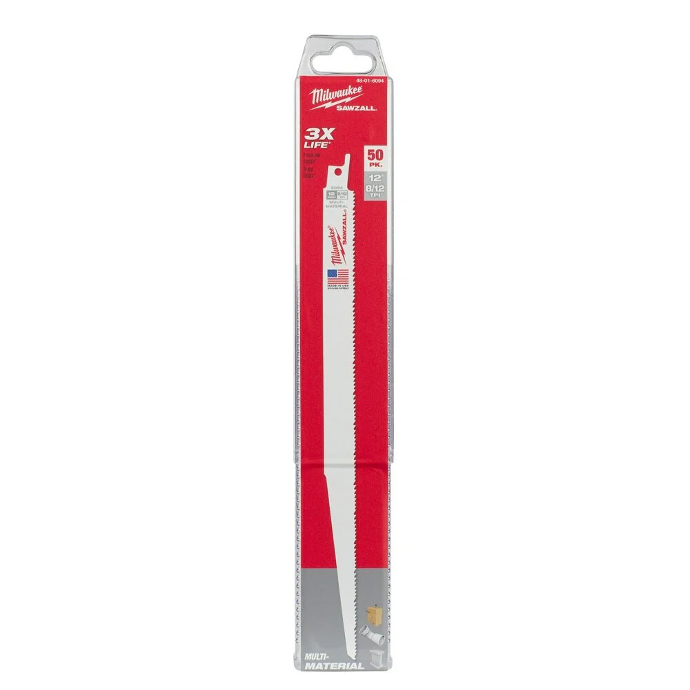 Milwaukee 48-01-6094 12" x 8/12TPI Bi-Metal Super Sawzall Blade (50 Pack) - Image 10