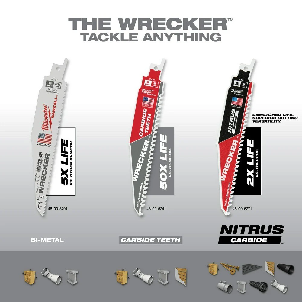 Milwaukee 48-01-7701 WRECKER Multi-Material SAWZALL Blade 6" 7/11TPI (100 Pack) - Image 6