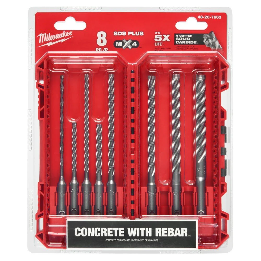 Milwaukee 48-20-7663 8pc. SDS Plus MX4 4-Cutter Drill Bit Kit - Image 11