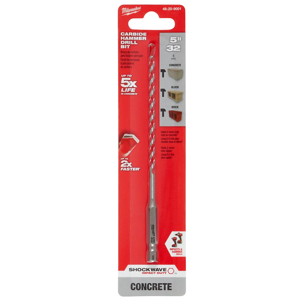 Milwaukee 48-20-9001 5/32" x 4" x 6" SHOCKWAVE™ Carbide Hammer Drill Bit - Image 11