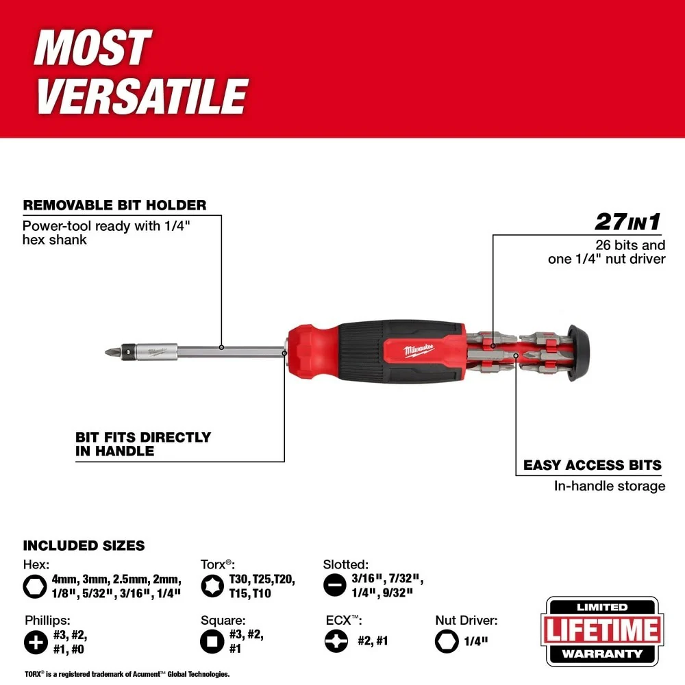 Milwaukee 48-22-2901 27-in-1 Multi-Bit Screwdriver - Image 4
