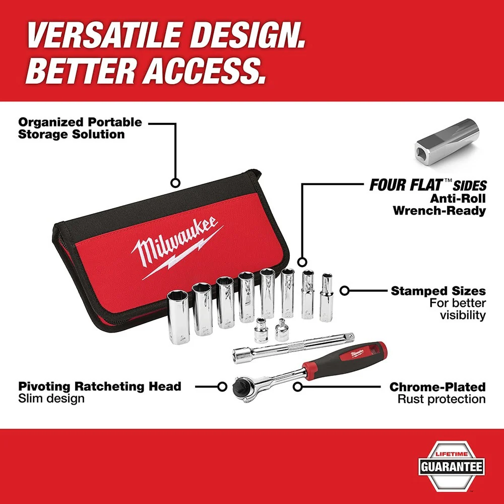 Milwaukee 48-22-9001 12 Piece 3/8" Drive Metric Socket Set - Image 3