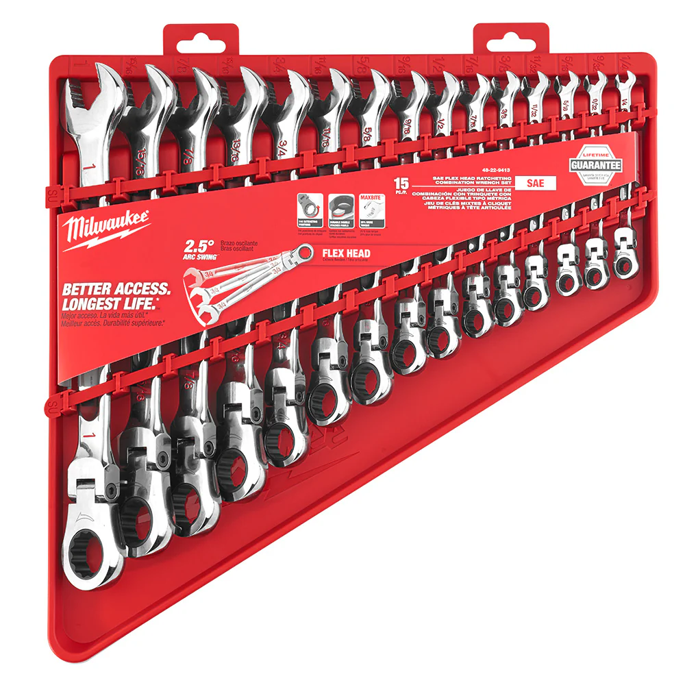 Milwaukee 48-22-9413 15pc Flex Head Ratcheting Wrench Set - SAE - Image 2