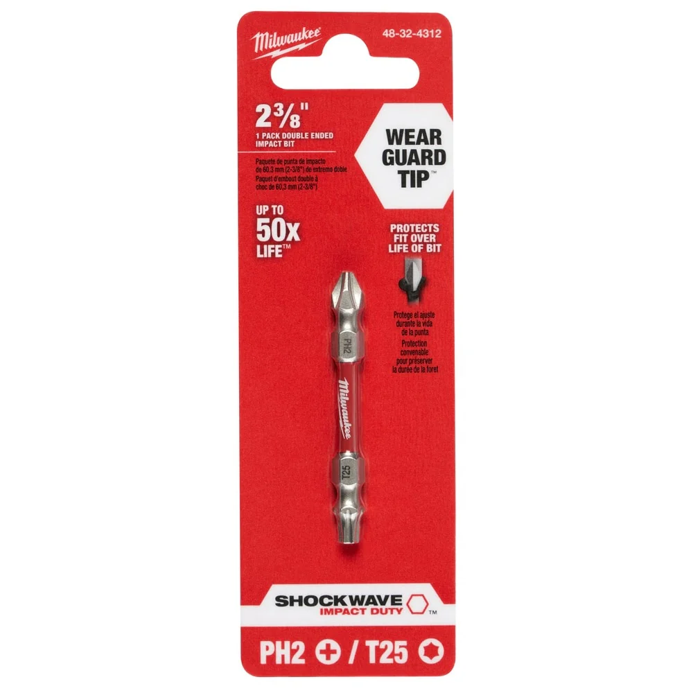 Milwaukee 48-32-4312 Shockwave Impact Phillips 2 & T25 Double Ended Bit - Image 7