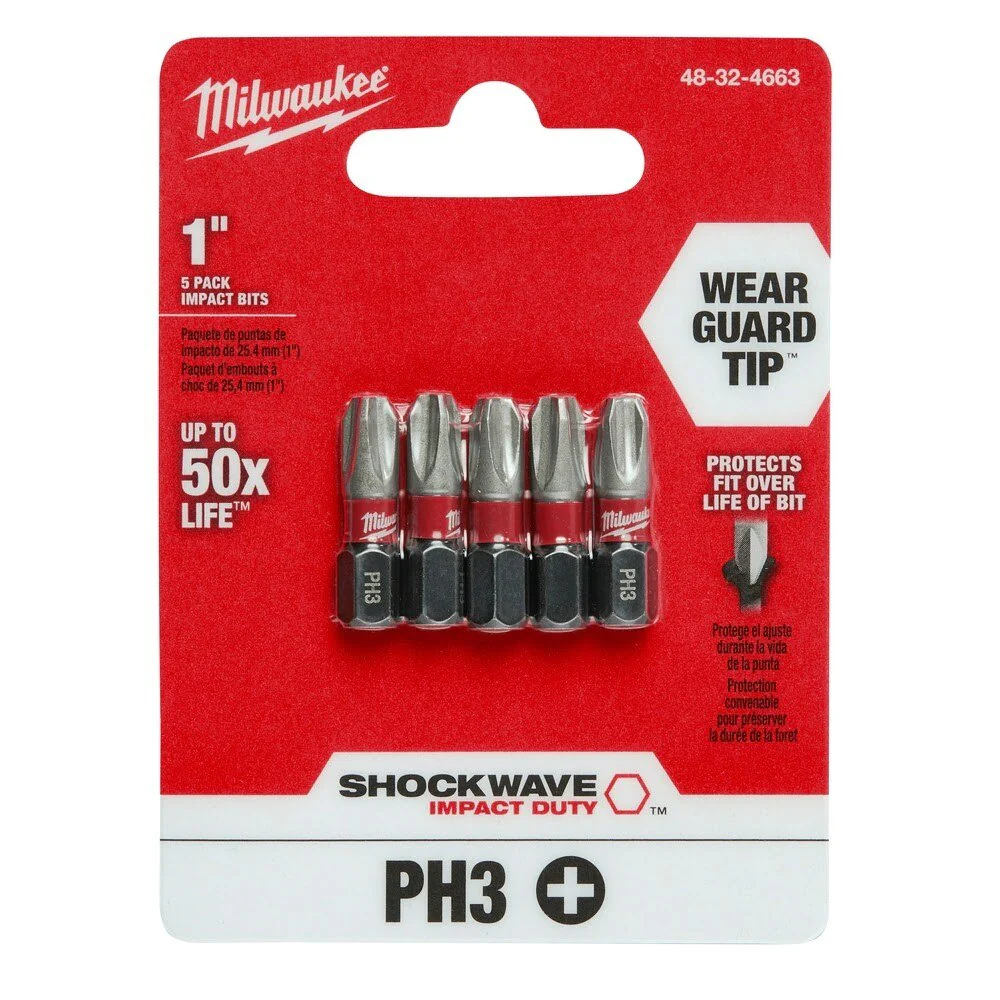 Milwaukee 48-32-4663 SHOCKWAVE 1" PH3 Impact Bit 5PK - Image 8