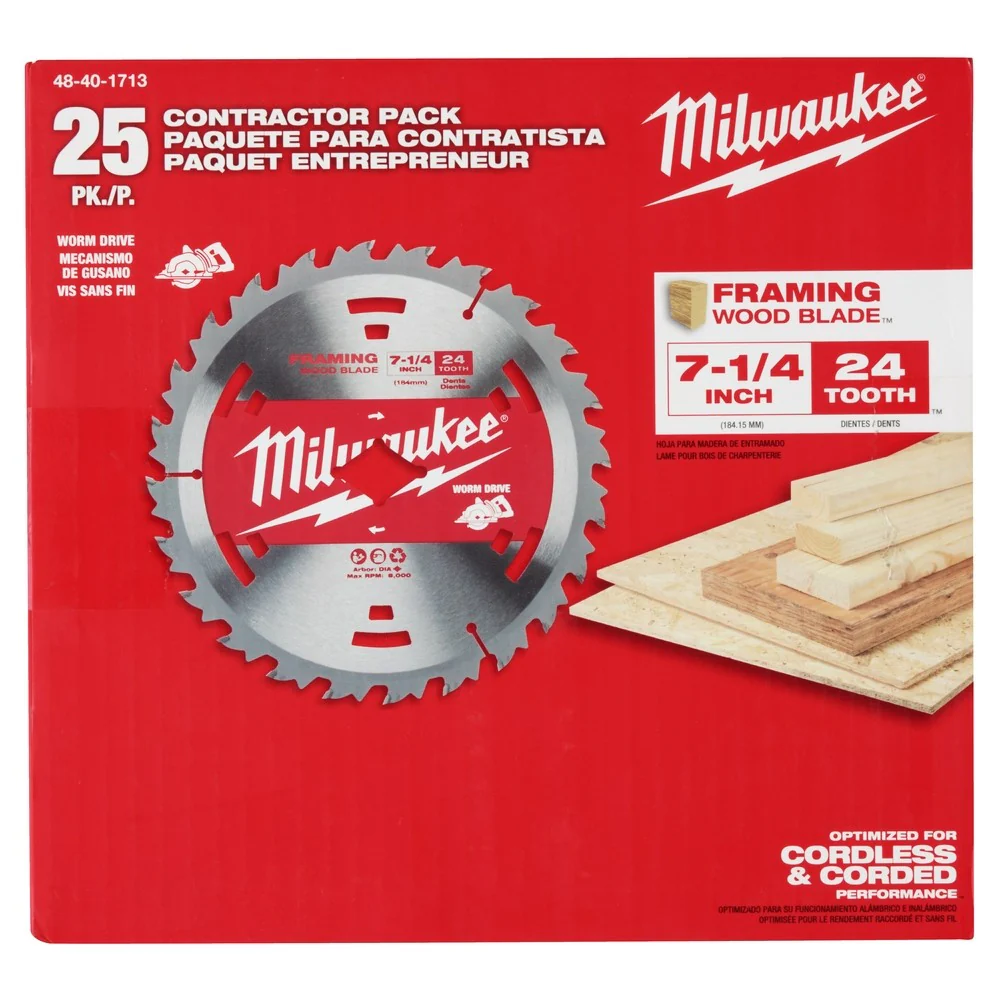 Milwaukee 48-40-1713 7-1/4" 24T Construction Worm Drive Framing Contractor Pack (25PK) - Image 5