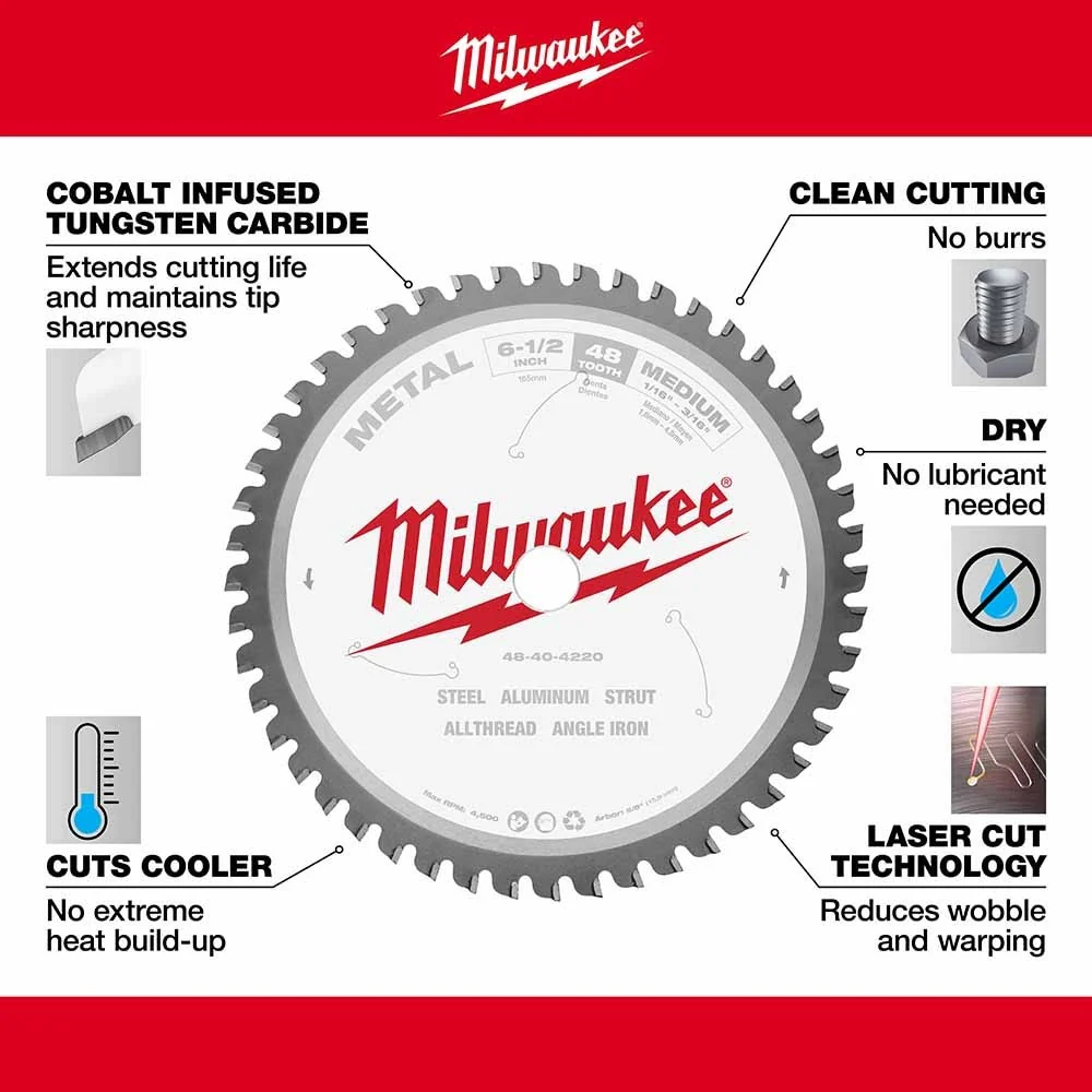 Milwaukee 48-40-4220 6-1/2" 48T METAL CSB, 5/8" - Image 4
