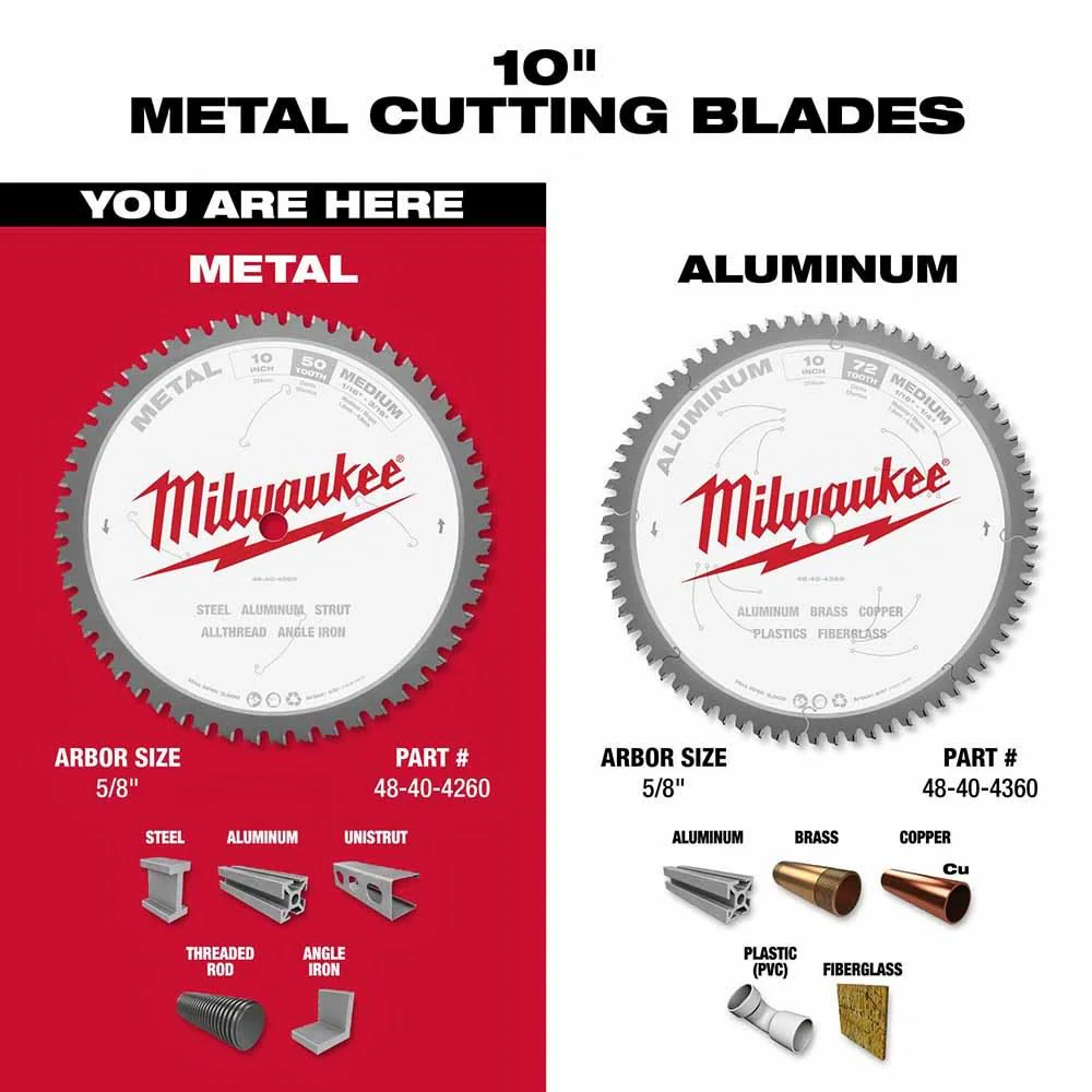 Milwaukee  48-40-4260 10" 50T METAL CSB, 5/8" - Image 5