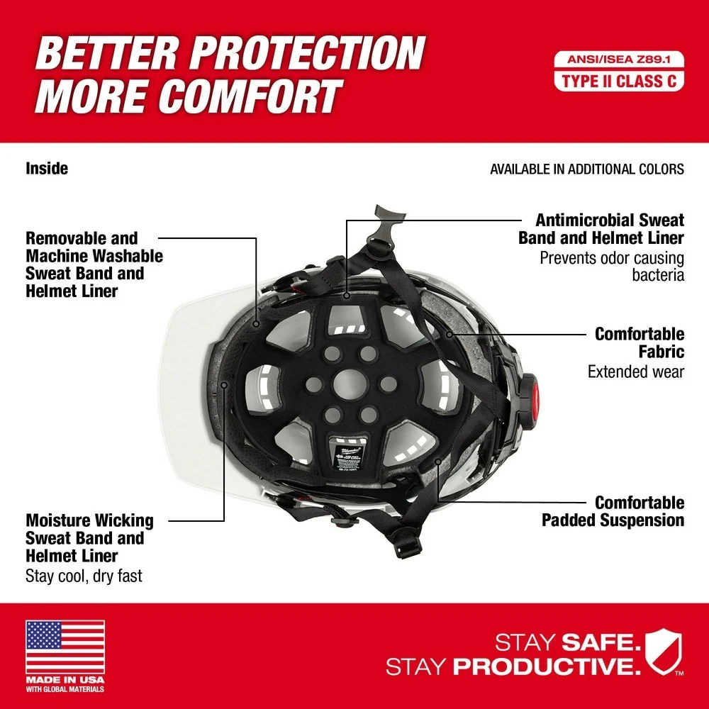 Milwaukee 48-73-1336 BOLT Gray Front Brim Safety Helmet (USA) - Type 2, Class C, Vented - Image 3