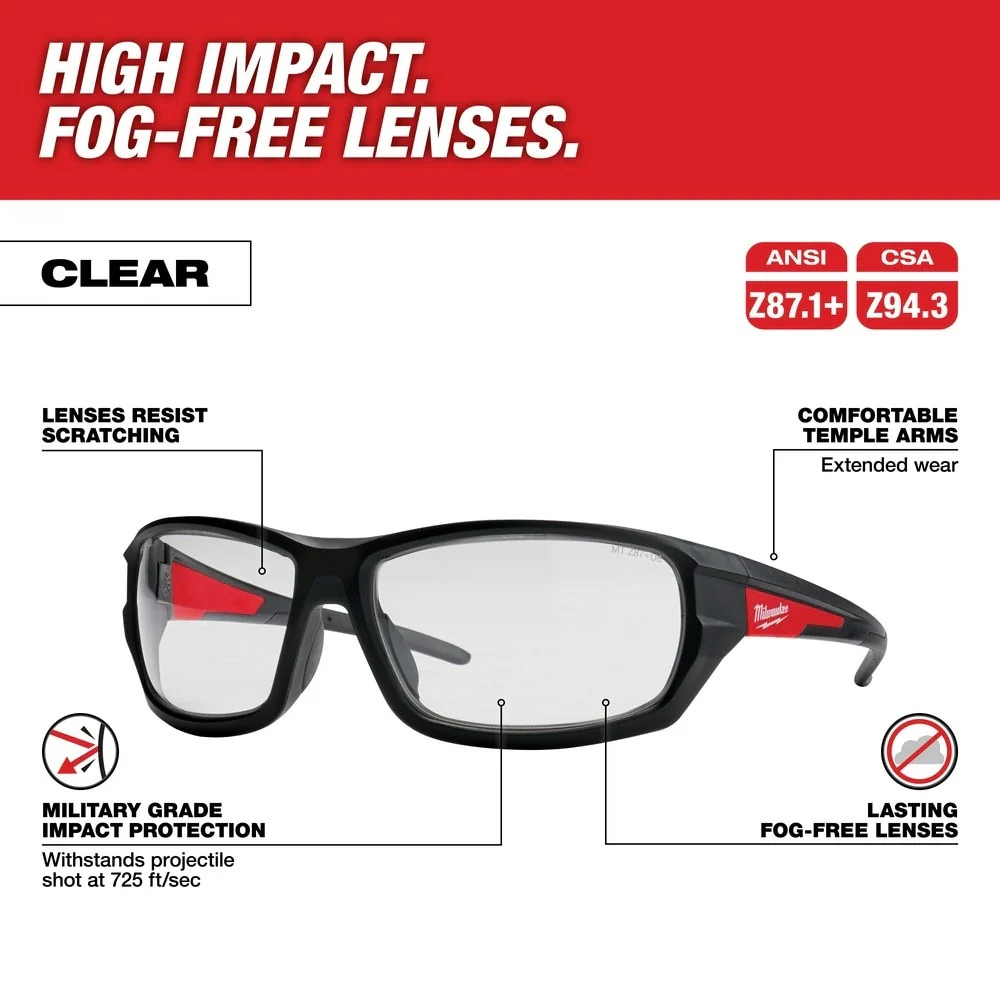 Milwaukee 48-73-2021 Clear High Performance Safety Glasses (Polybag) - Image 2