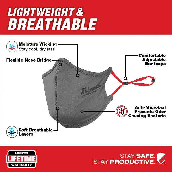 Milwaukee 48-73-4232 10pk 2-layer Gray Face Mask - Image 2