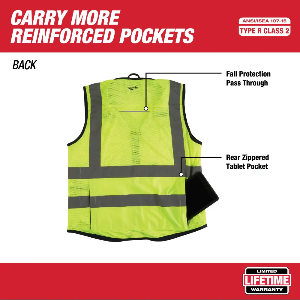 Milwaukee 48-73-5042 High Visibility Yellow Performance Safety Vest - L/XL - Image 15