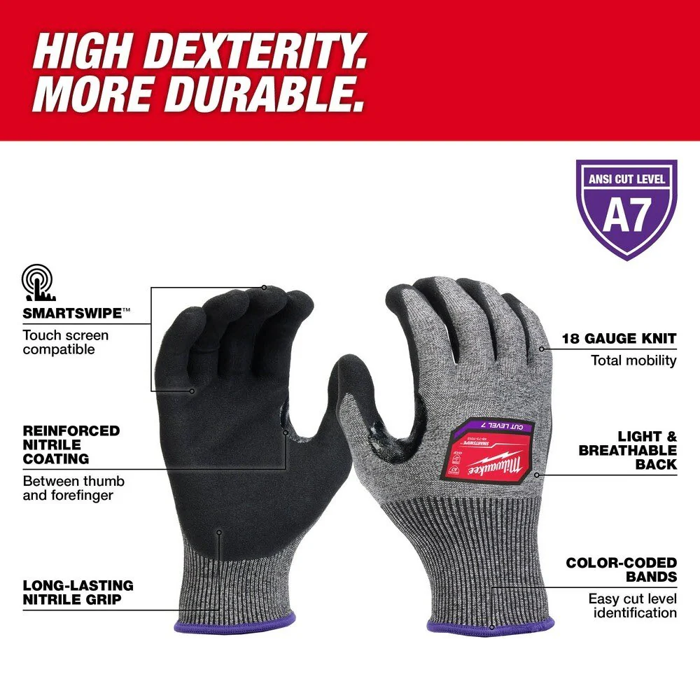 Milwaukee 48-73-7012 Cut Level 7 High-Dexterity Nitrile Dipped Gloves - L - Image 2