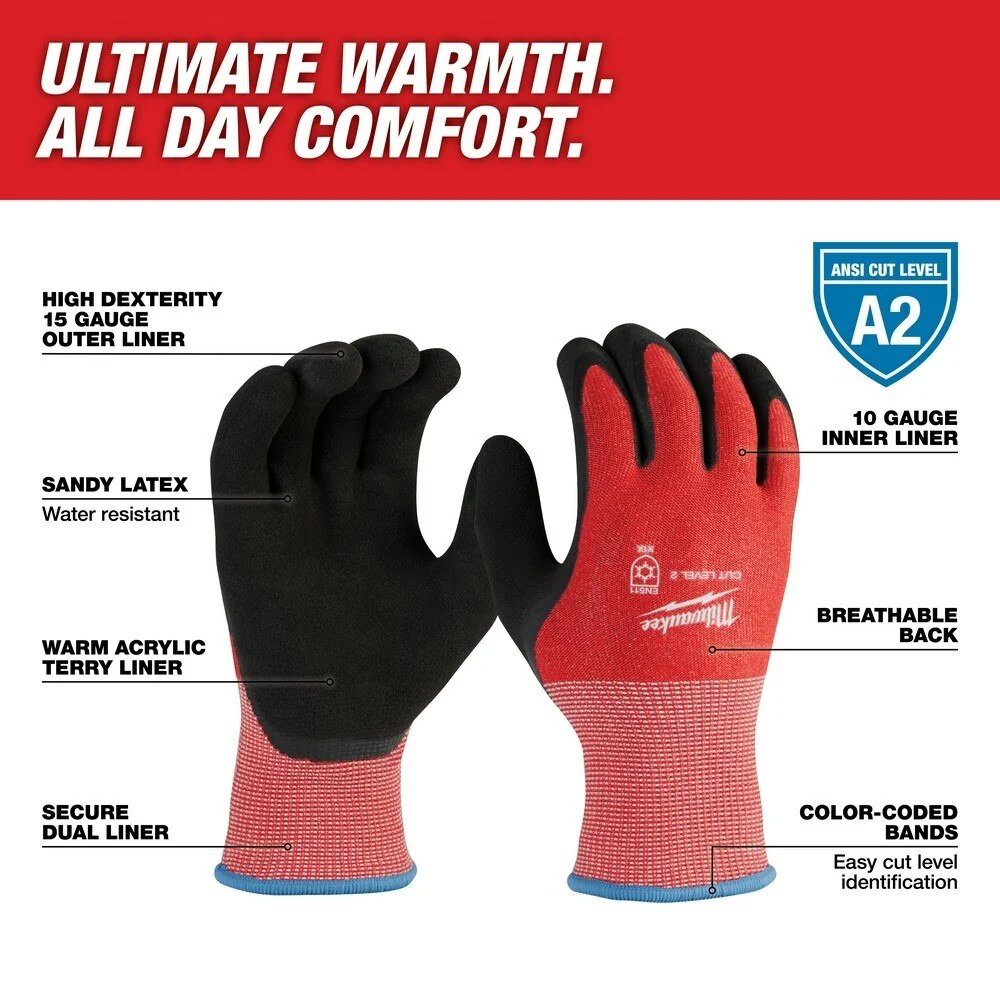 Milwaukee 48-73-7920 Cut Level 2 Winter Dipped Gloves - S - Image 2