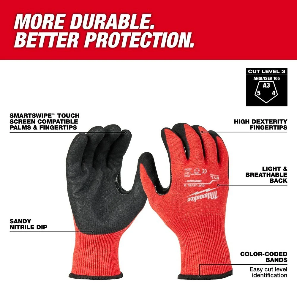 Milwaukee 48-73-8633E Cut Level 3 Nitrile Dipped Gloves - XL - Image 2