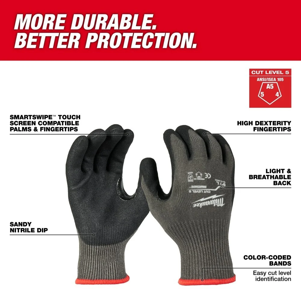 Milwaukee 48-73-8652 Cut Level 5 Nitrile Dipped Gloves - L - Image 2