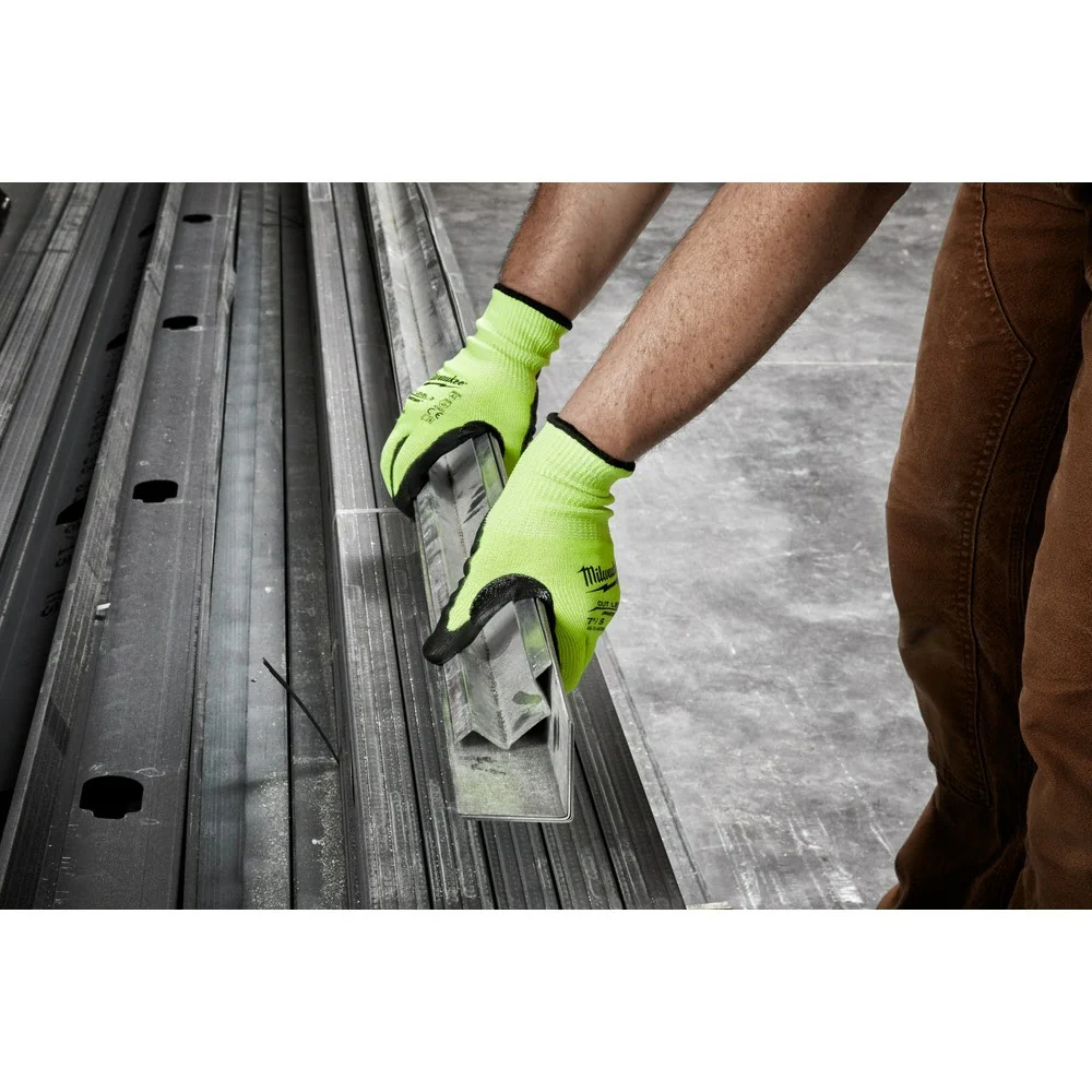 Milwaukee 48-73-8930 High Visibility Cut Level 3 Polyurethane Dipped Safety Gloves - Small - Image 4