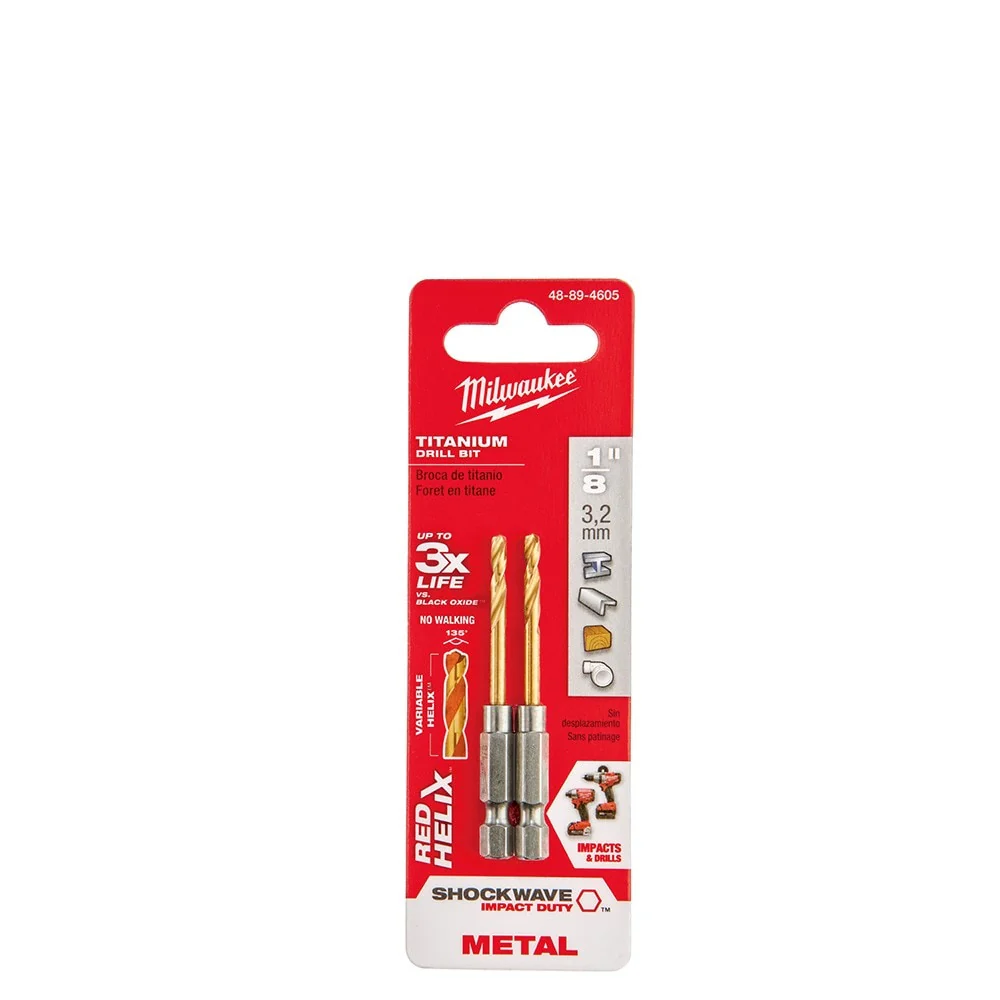 Milwaukee 48-89-4605 1/8" Titanium Shockwave Drill Bit - Image 3