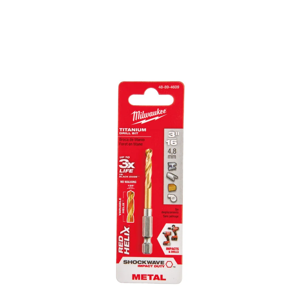 Milwaukee 48-89-4609 3/16" Titanium Shockwave Drill Bit - Image 2