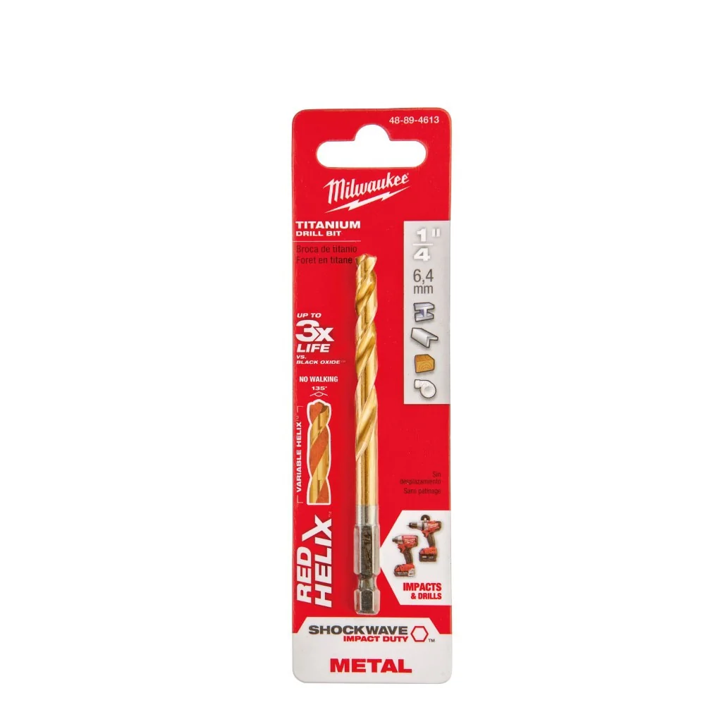 Milwaukee  48-89-4613 1/4" Titanium Shockwave Drill Bit - Image 4