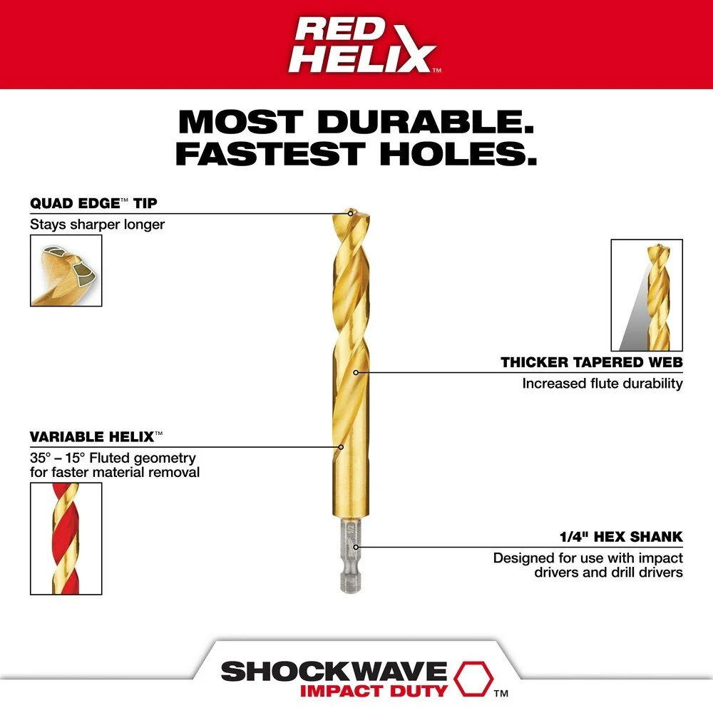 Milwaukee 48-89-4670 SHOCKWAVE Impact Duty RED HELIX Titanium Drill Bit Set - 15PC - Image 5