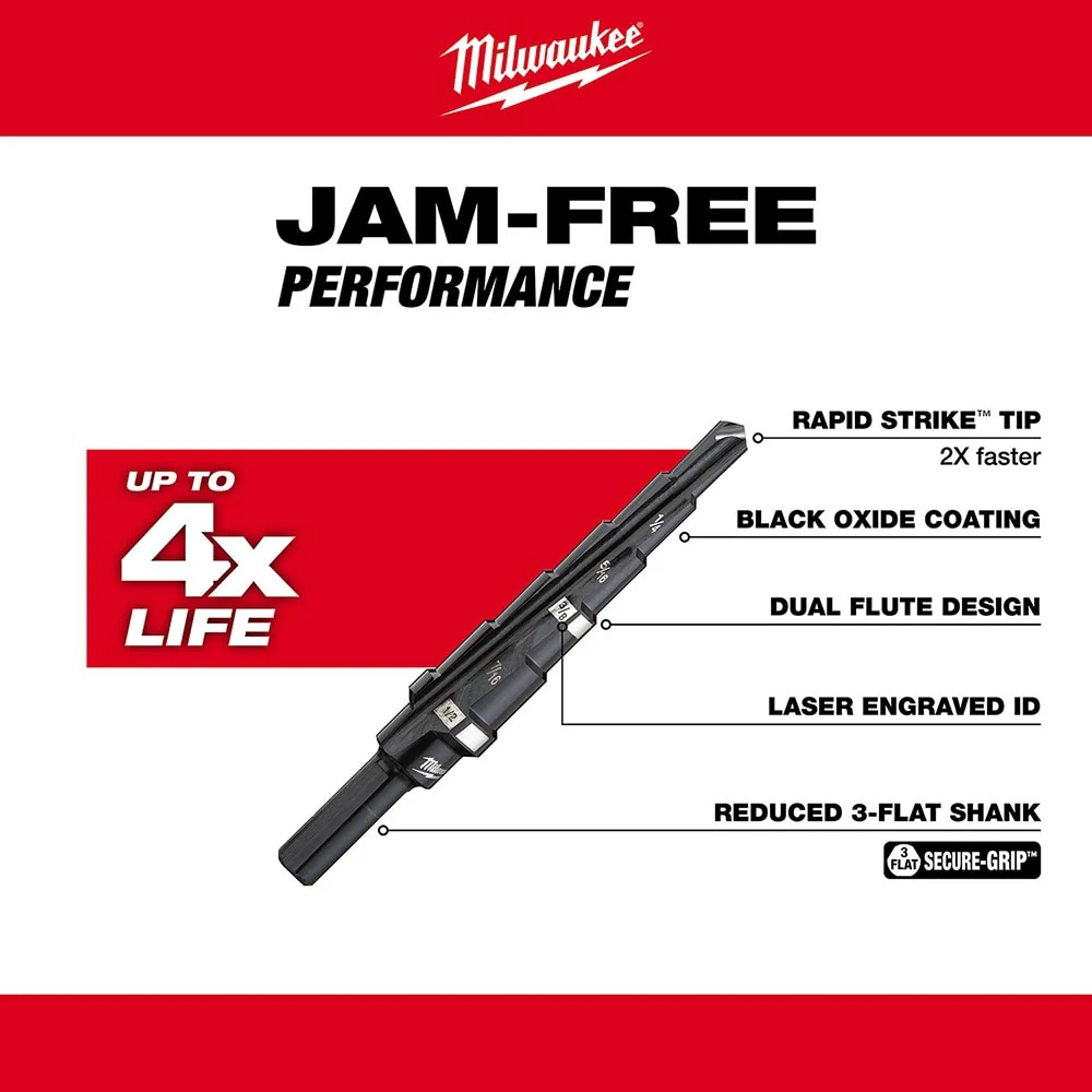Milwaukee 48-89-9202 Milwaukee #2 Step Bit 3/16"-1/2" - Image 4