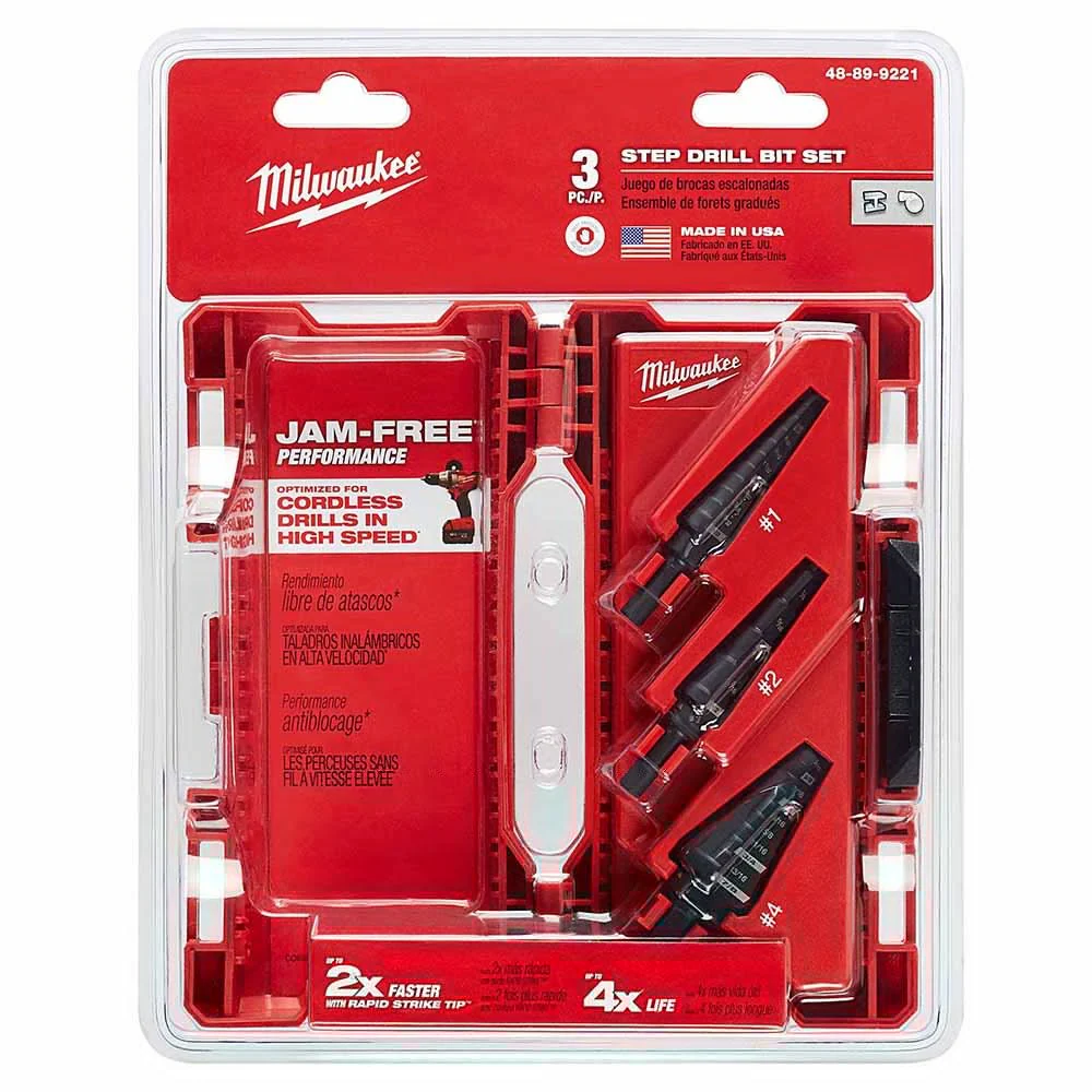 Milwaukee 48-89-9221 Dual-Flute 3pc Step Bit Set (#1, #2, #4) - Image 16