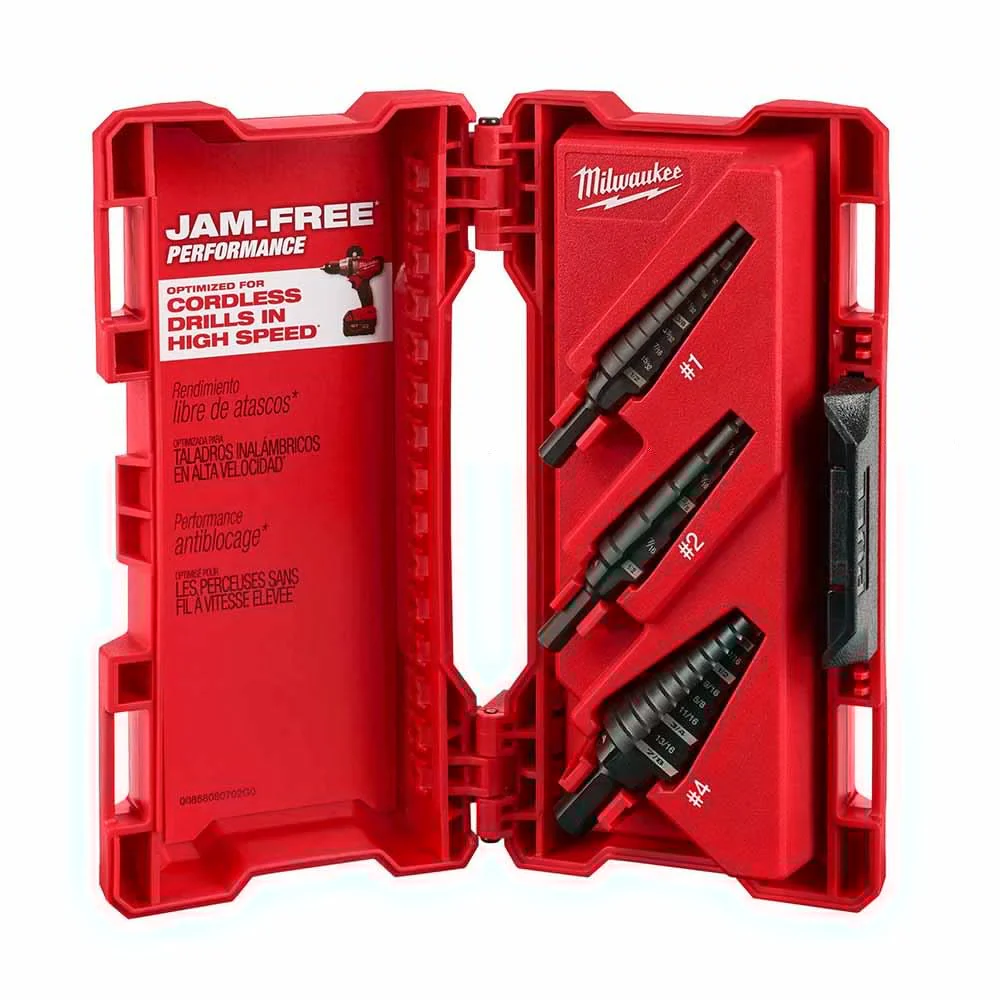 Milwaukee 48-89-9221 Dual-Flute 3pc Step Bit Set (#1, #2, #4) - Image 2