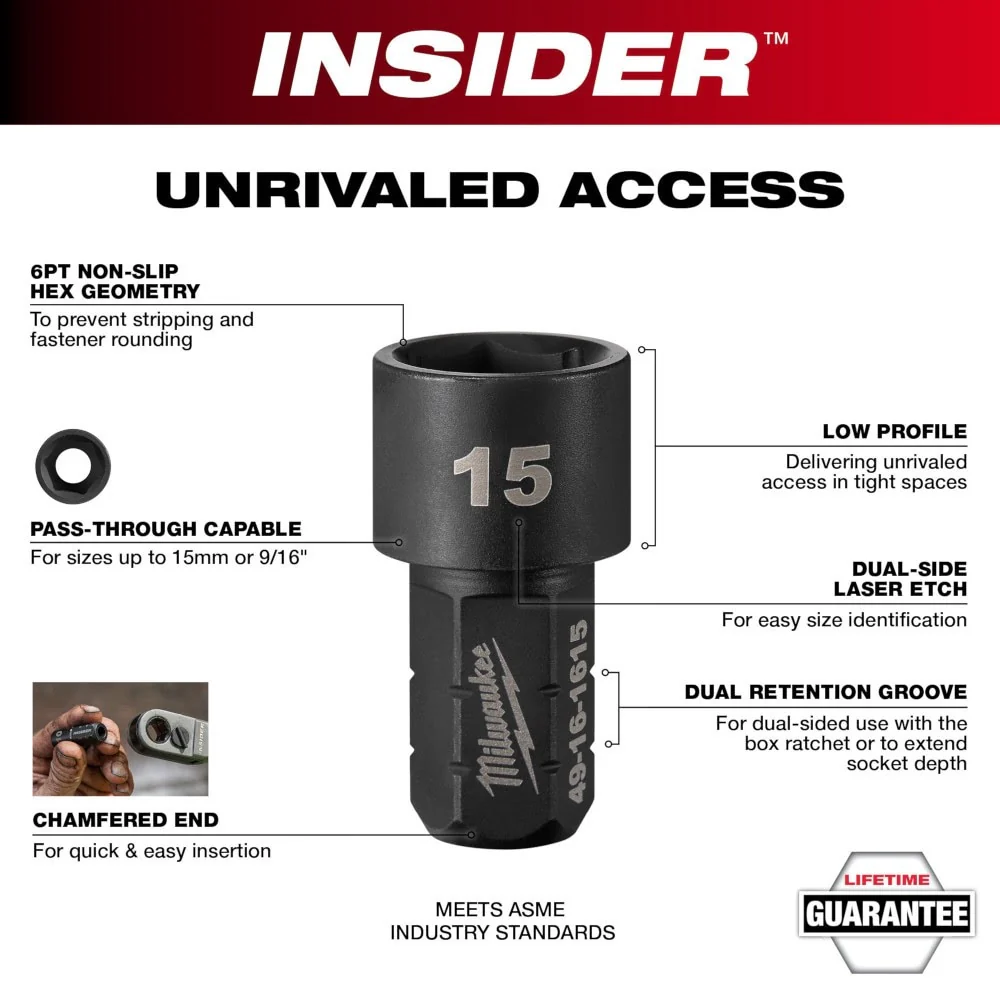 Milwaukee 49-16-1640 INSIDER Box Ratchet Socket SAE Set 8PC - Image 4