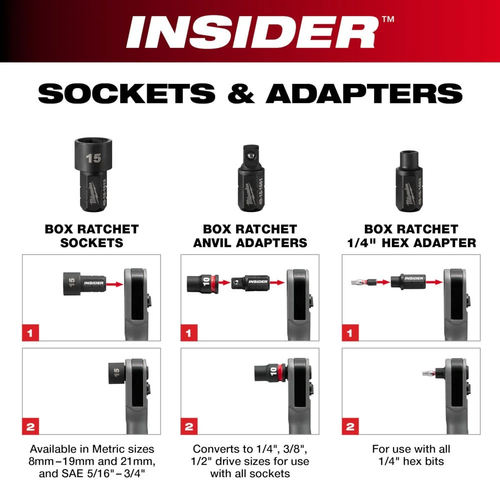 Milwaukee 49-16-1640 INSIDER Box Ratchet Socket SAE Set 8PC - Image 7