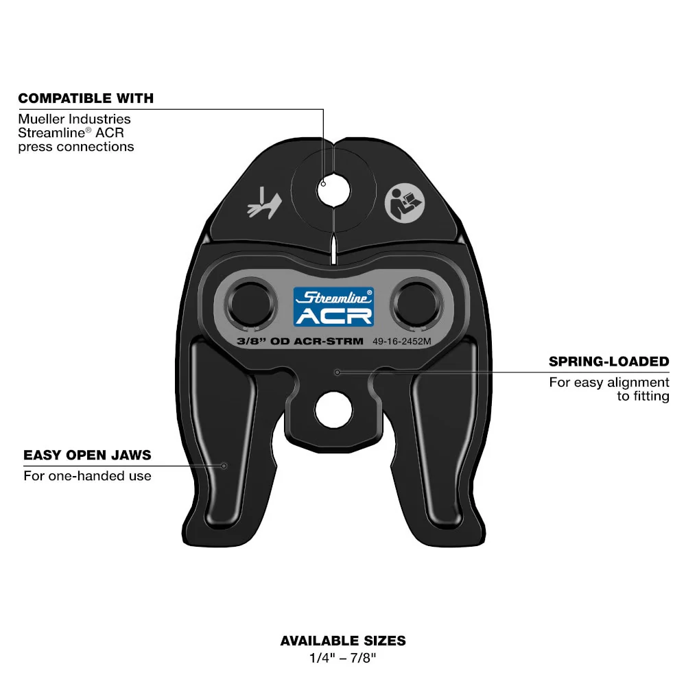 Milwaukee 49-16-2454M 5/8" Streamline ACR Press Jaw for M12 FORCE LOGIC Press Tool - Image 2