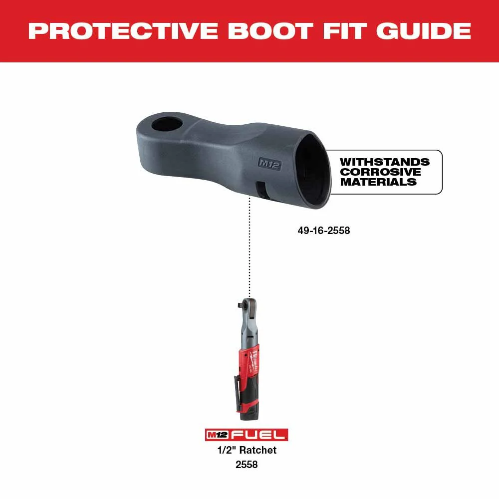 Milwaukee 49-16-2558 M12 Fuel 1/2" Ratchet Protective Boot - Image 2